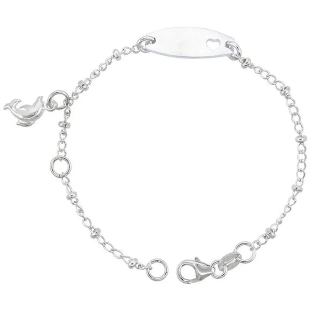 Sterling Silver Baby ID Bracelet Heart Dolphin